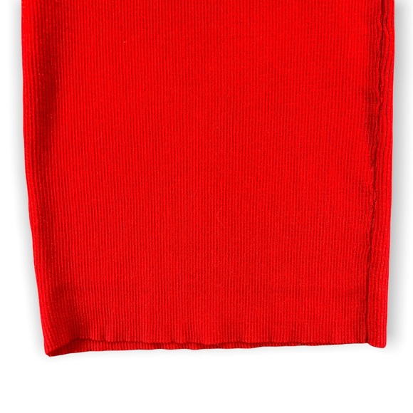 MAIN STRIP V Neck Sweater Dress Red Ribbed Knit Long Sleeve Womens Medium - Picture 8 of 12